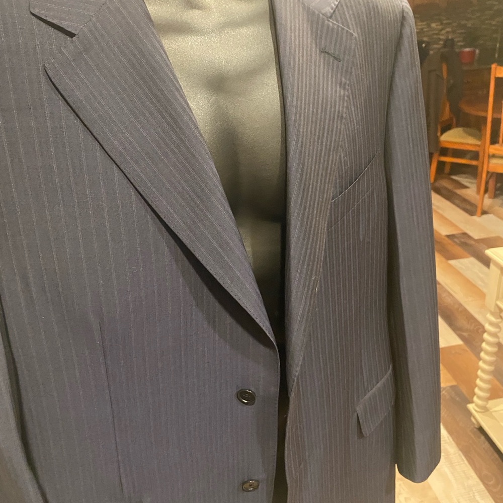 Canali Dark Blue Striped Blazer